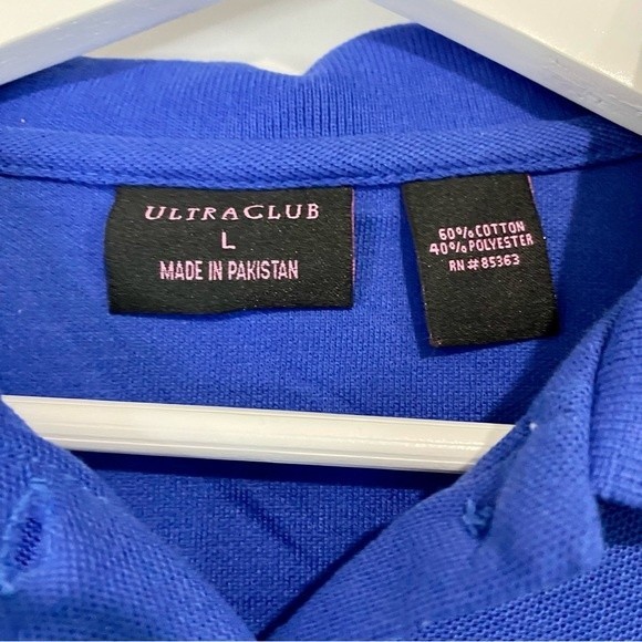 Ultra Club Women’s Button Short Sleeve Polo University Blue Size Large NWT - Picture 4 of 6